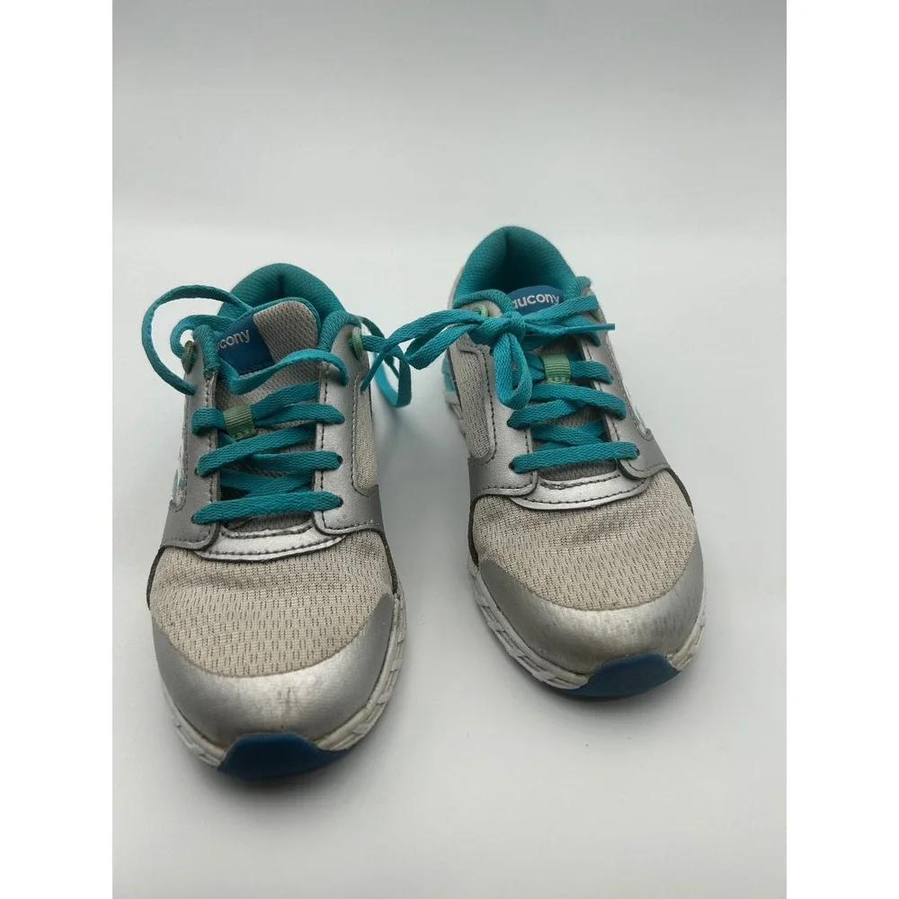 Saucony Kids Silver Teal Mesh Leather Running‎ Shoes SK167473 Size 3.5W